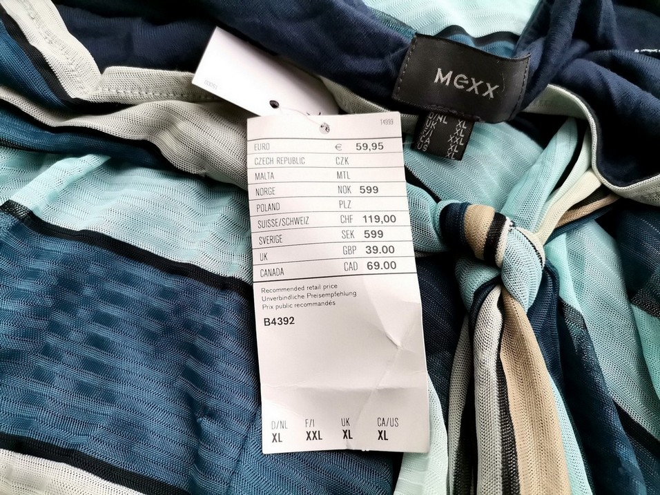 IMG_20200925_164136.jpg Mexx Rozmiar XL Kolor Niebieski Pasy A-Line Spódnica Midi