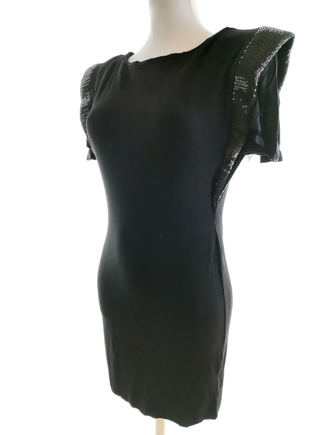 Club L Rozmiar M/L Kolor Czarny Okrągły dekolt Sukienka Bodycon Krótki rękaw Krótka Materiał Bawełna Club L Rozmiar M/L Kolor Czarny Okrągły dekolt Sukienka Bodycon Krótki rękaw Krótka Materiał Bawełna