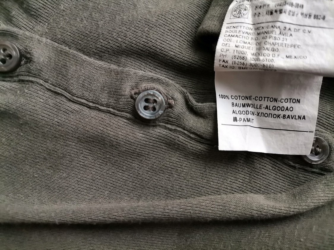 IMG_20200928_141730.jpg Sisley Rozmiar S Kolor Khaki Henley Bluzka Popover Guziki Długi rękaw Materiał Bawełna 100%