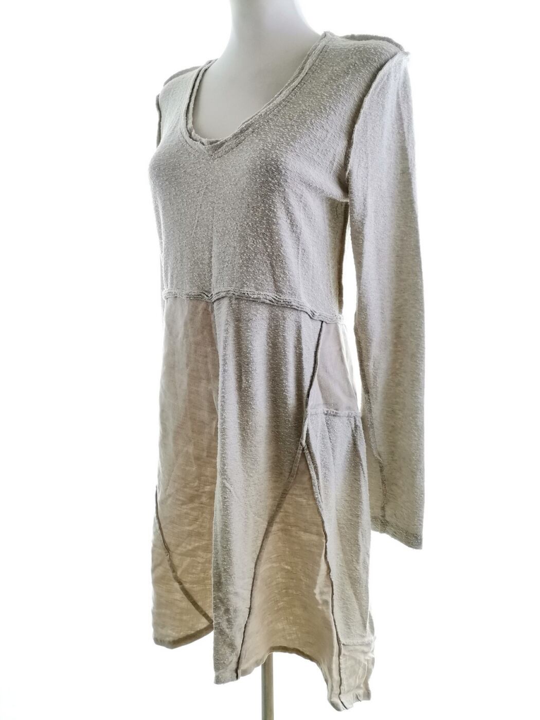 Maeve By Anthropologie Rozmiar XS Kolor Kremowy W serek Sukienka Sweterkowa Długi rękaw Do Kolan Materiał Bawełna 100% Maeve By Anthropologie Rozmiar XS Kolor Kremowy W serek Sukienka Sweterkowa Długi rękaw Do Kolan Materiał Bawełna 100%