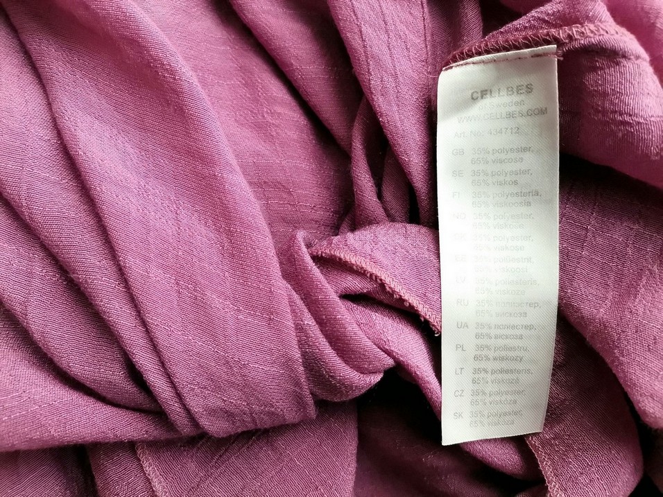 CELLBES Rozmiar 54/56 Kolor Lawendowy Drapowany dekolt Sukienka Prostokątna Rękaw 3/4 Midi CELLBES Rozmiar 54/56 Kolor Lawendowy Drapowany dekolt Sukienka Prostokątna Rękaw 3/4 Midi
