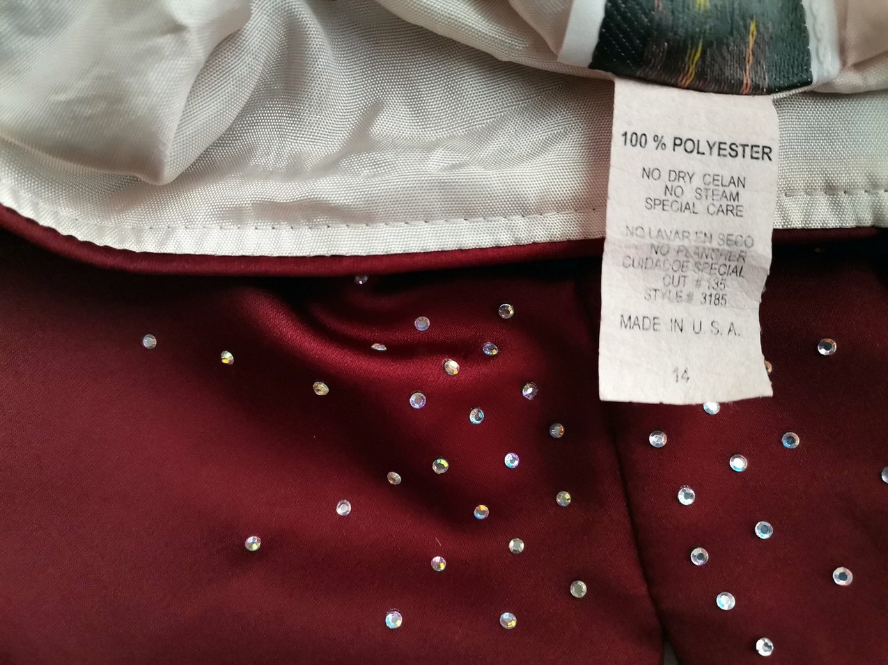 Vintage Rozmiar 14 (42/44) Kolor Bordowy Odkryte Ramiona Suknia Balowa Sukienka Wieczorowa Bezrękawnik Długa