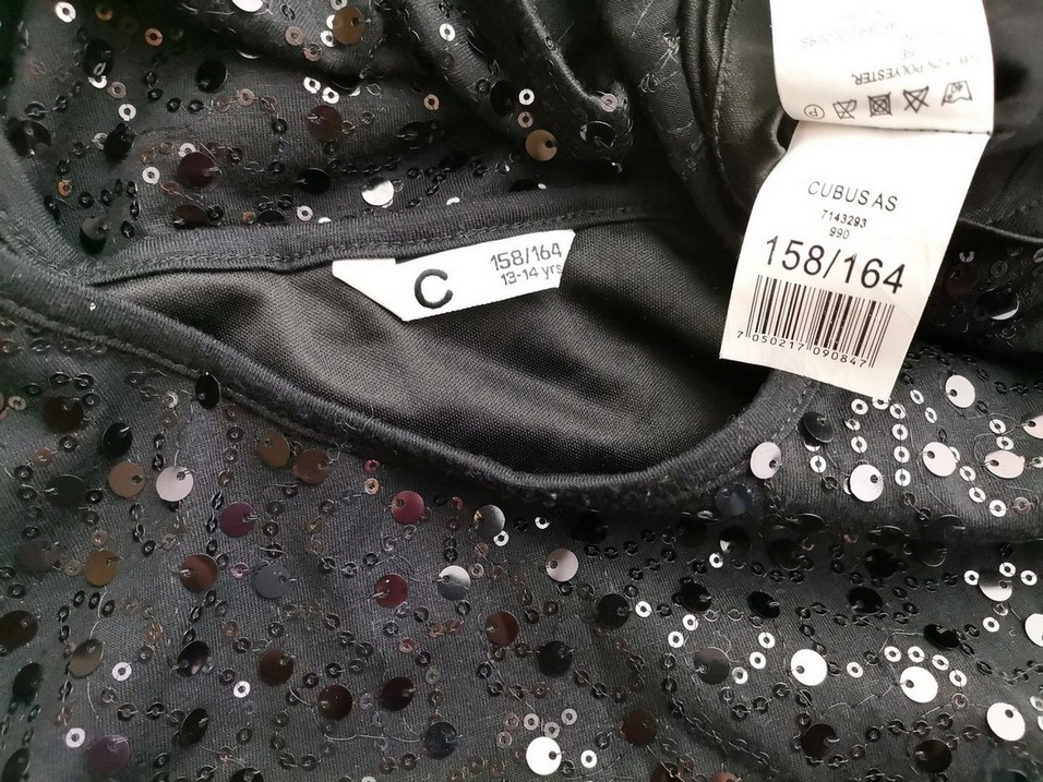 CUBUS Rozmiar 158/164cm (XS/S) Kolor Czarny Okrągły dekolt Sukienka Bodycon Krótki rękaw Krótka CUBUS Rozmiar 158/164cm (XS/S) Kolor Czarny Okrągły dekolt Sukienka Bodycon Krótki rękaw Krótka