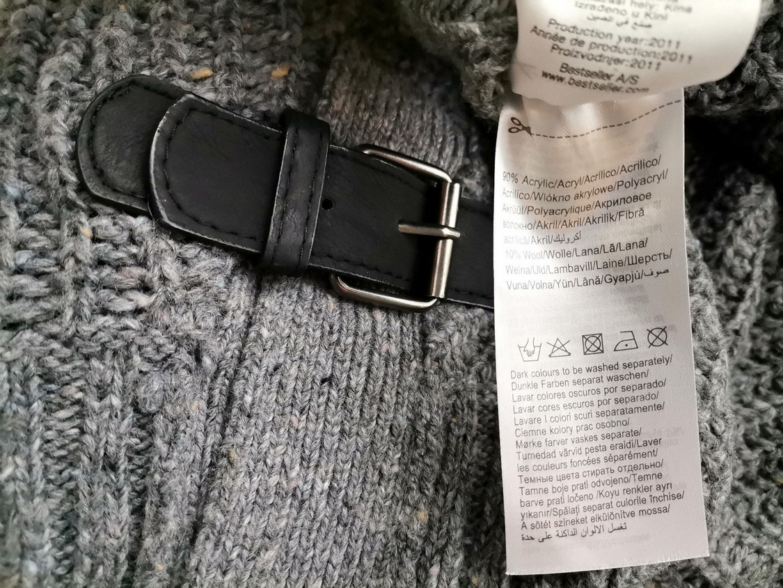 Only Rozmiar M Kolor Szary Golf Tunika Bluzka Dzianina Krótki rękaw Materiał Akryl
