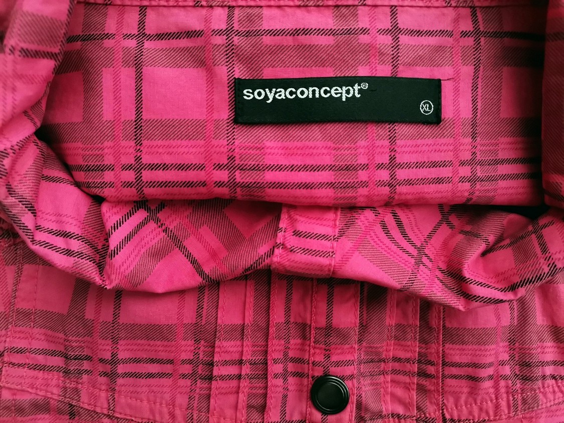 Soyaconcept Rozmiar XL Kolor Różowy Krata Kołnierz Sukienka Koszulowa Krótki rękaw Midi Materiał Bawełna 100% Soyaconcept Rozmiar XL Kolor Różowy Krata Kołnierz Sukienka Koszulowa Krótki rękaw Midi Materiał Bawełna 100%