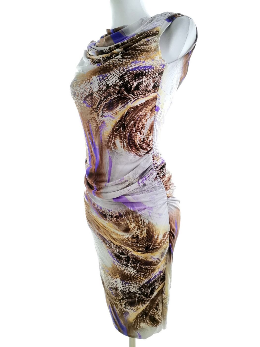 London Rozmiar 8 (36) Kolor Kolorowa Drapowany dekolt Sukienka Bodycon Bezrękawnik Midi London Rozmiar 8 (36) Kolor Kolorowa Drapowany dekolt Sukienka Bodycon Bezrękawnik Midi