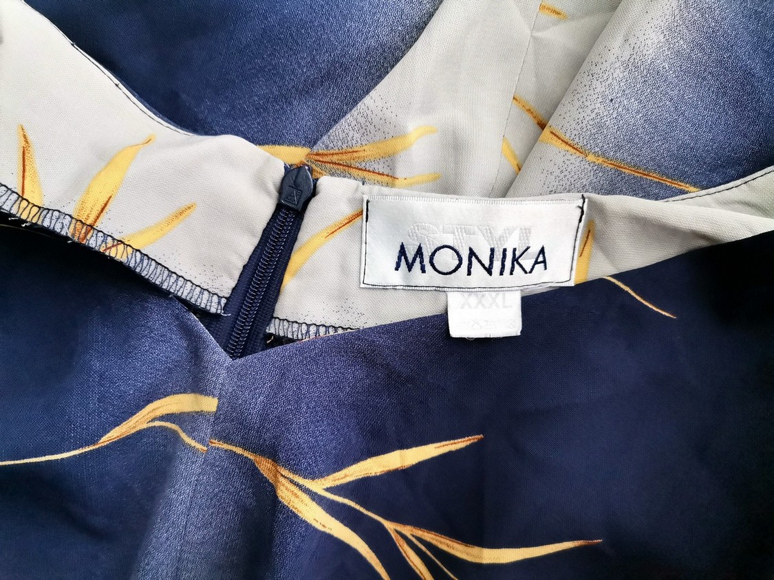 Vintage Rozmiar XXXL Kolor Granatowy W serek Sukienka Maxi Krótki rękaw Długa Vintage Rozmiar XXXL Kolor Granatowy W serek Sukienka Maxi Krótki rękaw Długa
