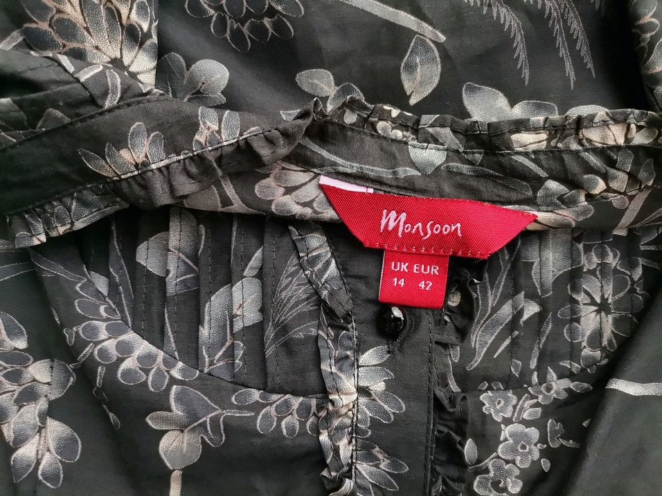Monsoon Rozmiar 14 (42) Kolor Szary Split Crew Neck Tunika Zapinana Bluzka Krótki rękaw Materiał Bawełna Monsoon Rozmiar 14 (42) Kolor Szary Split Crew Neck Tunika Zapinana Bluzka Krótki rękaw Materiał Bawełna