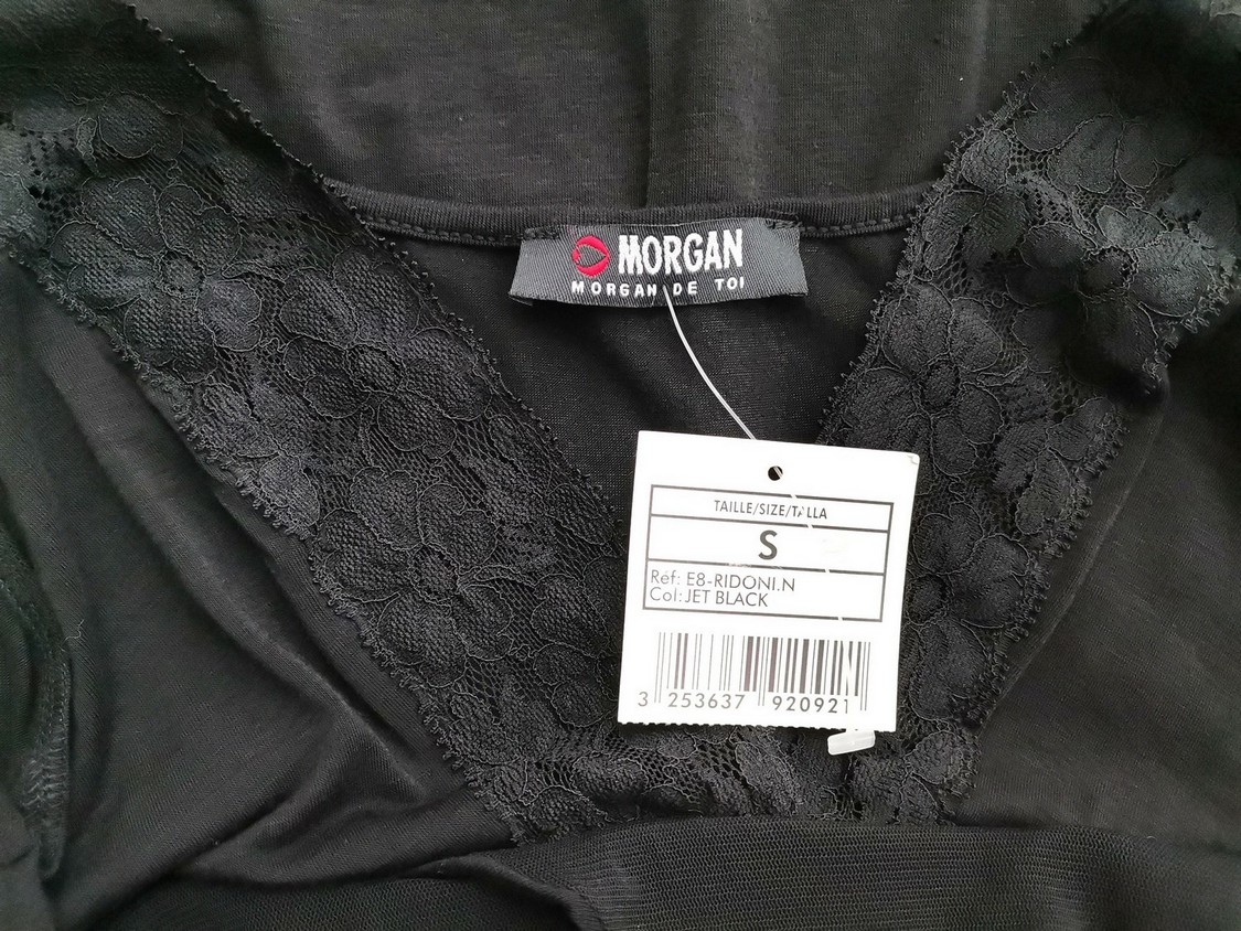 Morgan Rozmiar S Kolor Czarny W serek Sukienka A-Line Krótki rękaw Midi Materiał Wiskoza Morgan Rozmiar S Kolor Czarny W serek Sukienka A-Line Krótki rękaw Midi Materiał Wiskoza