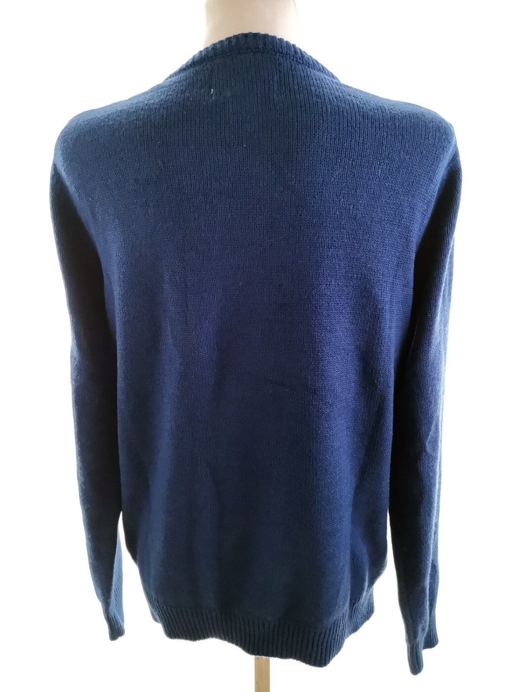 IMG_20201007_163148.jpg Rozmiar M Kolor Niebieski Crew Neck Sweter Świąteczny Gwiazdka Długi rękaw Cienka dzianina