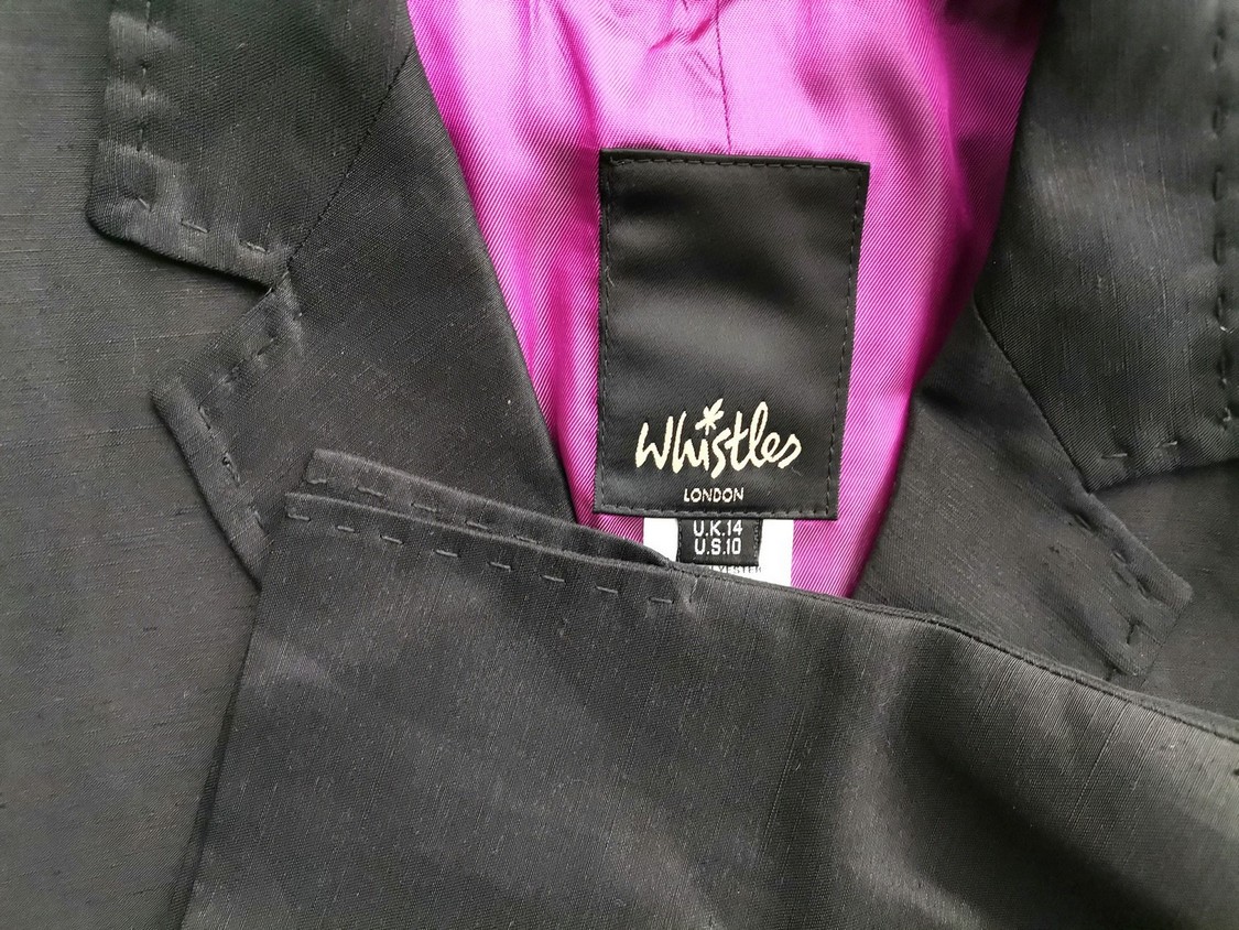IMG_20201008_125348.jpg WHISTLES LONDON Rozmiar 14 (42) Kolor Czarny Kołnierz Żakiet z zapięciem Długi rękaw Materiał Len