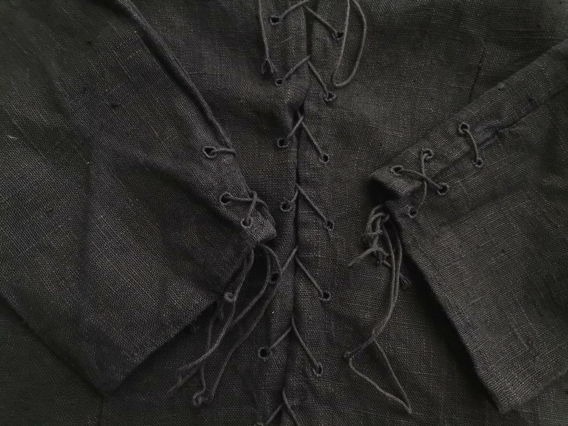 Vintage Rozmiar XS/S Kolor Czarny W serek Bluzka Wiązana Rękaw 3/4