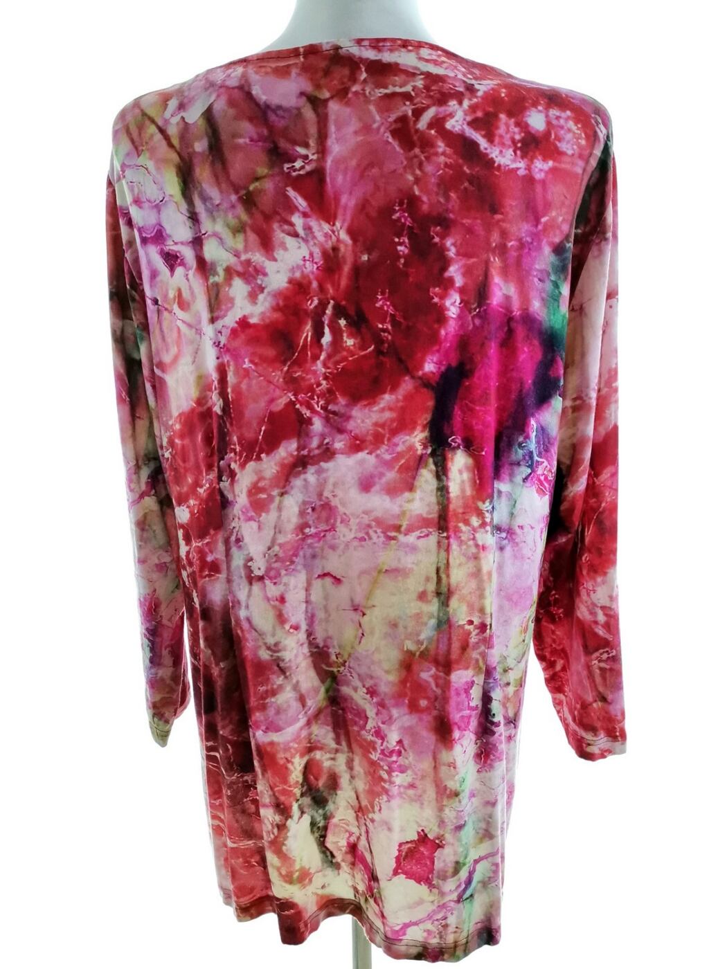 Vintage Rozmiar XL Kolor Kolorowa Floral Abstrakt Okrągły dekolt Tunika Bluzka Rękaw 3/4 Materiał Wiskoza Vintage Rozmiar XL Kolor Kolorowa Floral Abstrakt Okrągły dekolt Tunika Bluzka Rękaw 3/4 Materiał Wiskoza