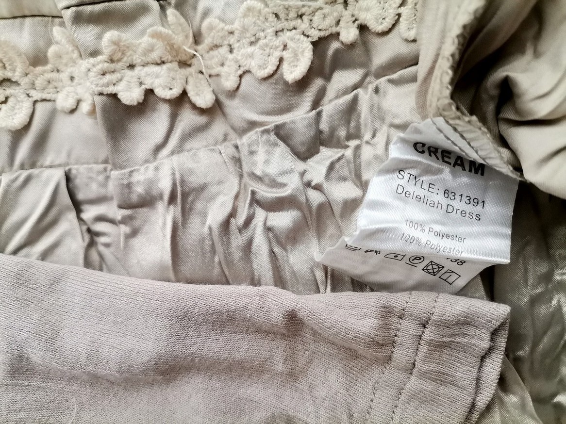 Cream Rozmiar 40 Kolor Srebrny Okrągły dekolt Sukienka Sheath Długi rękaw Midi Cream Rozmiar 40 Kolor Srebrny Okrągły dekolt Sukienka Sheath Długi rękaw Midi