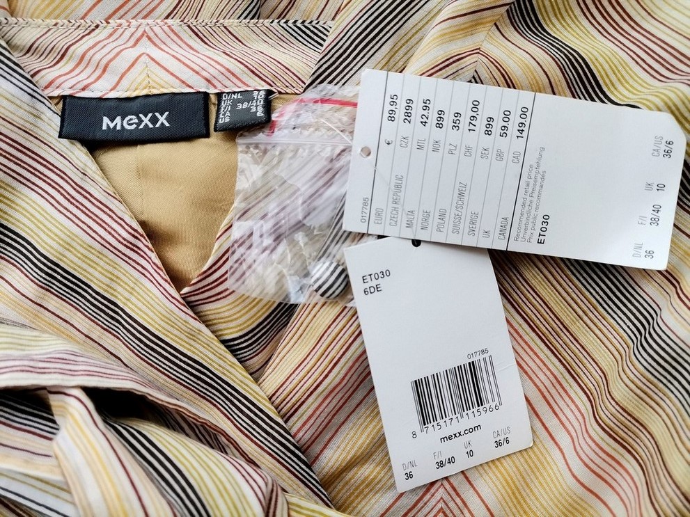 Mexx Rozmiar 36 Kolor Żółty Pasy Halter Sukienka A-Line Bezrękawnik Midi Materiał Bawełna 100% Mexx Rozmiar 36 Kolor Żółty Pasy Halter Sukienka A-Line Bezrękawnik Midi Materiał Bawełna 100%