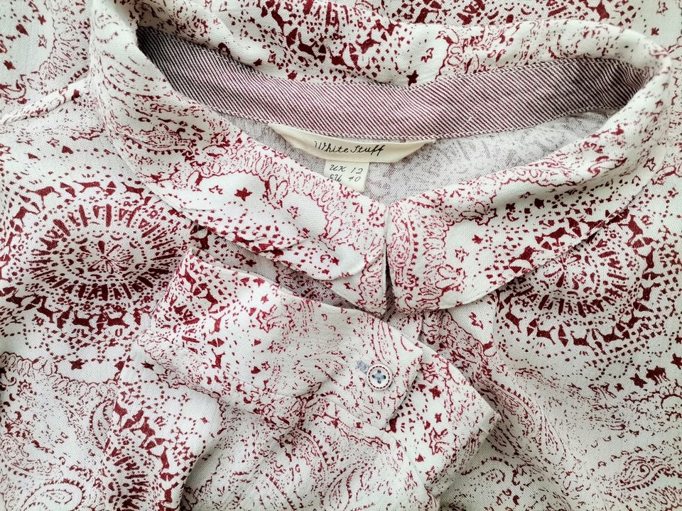 IMG_20210118_105429.jpg White stuff Rozmiar 12 (40) Kolor Bordowy Paisley Kołnierz Bluzka Zapinana Rękaw 3/4 Materiał Wiskoza 100%