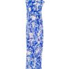 Vintage Rozmiar 42-44 Kolor Niebieski Odkryte Ramiona Sukienka Bodycon Bezrękawnik Długa