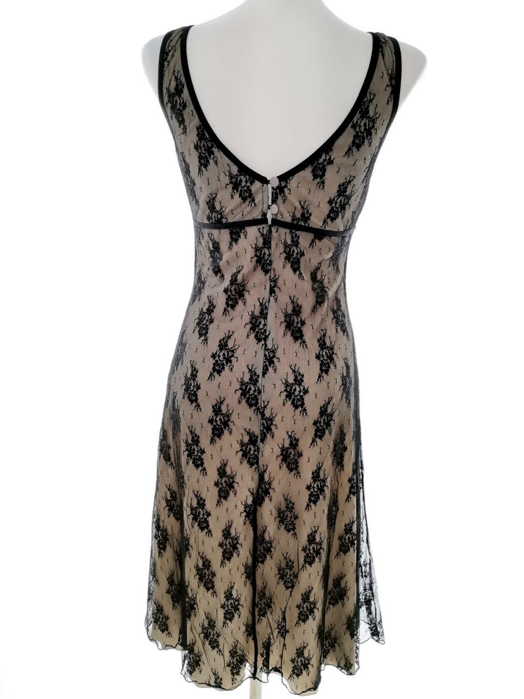 Warehouse Rozmiar 10 (38) Kolor Czarny W serek Sukienka Sheath Bezrękawnik Midi