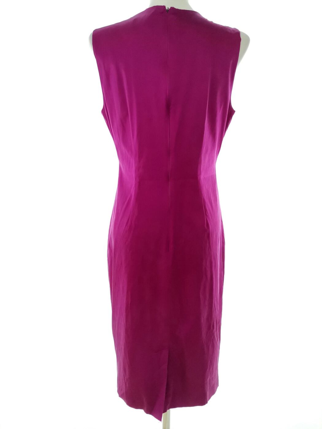 Elie Tahari Rozmiar S Kolor Fuksja Split Crew Neck Sukienka Sheath Bezrękawnik Midi Materiał Jedwab Elie Tahari Rozmiar S Kolor Fuksja Split Crew Neck Sukienka Sheath Bezrękawnik Midi Materiał Jedwab