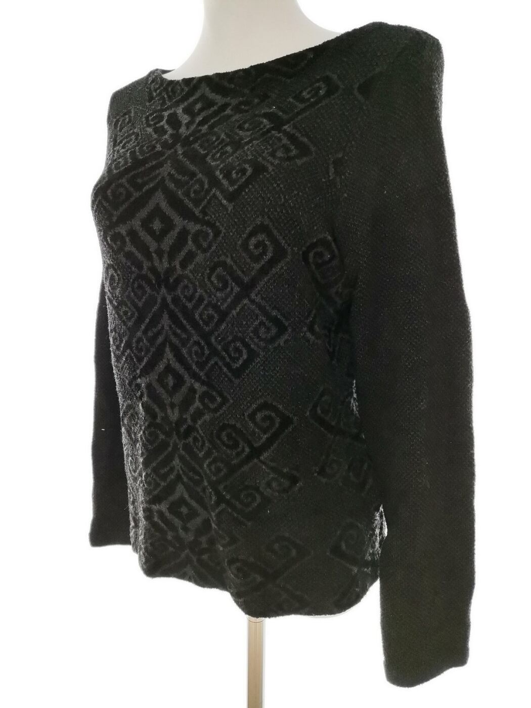 Lauren ralph lauren Rozmiar L Kolor Czarny W łódkę Sweter Długi rękaw Materiał Wiskoza Cienka dzianina