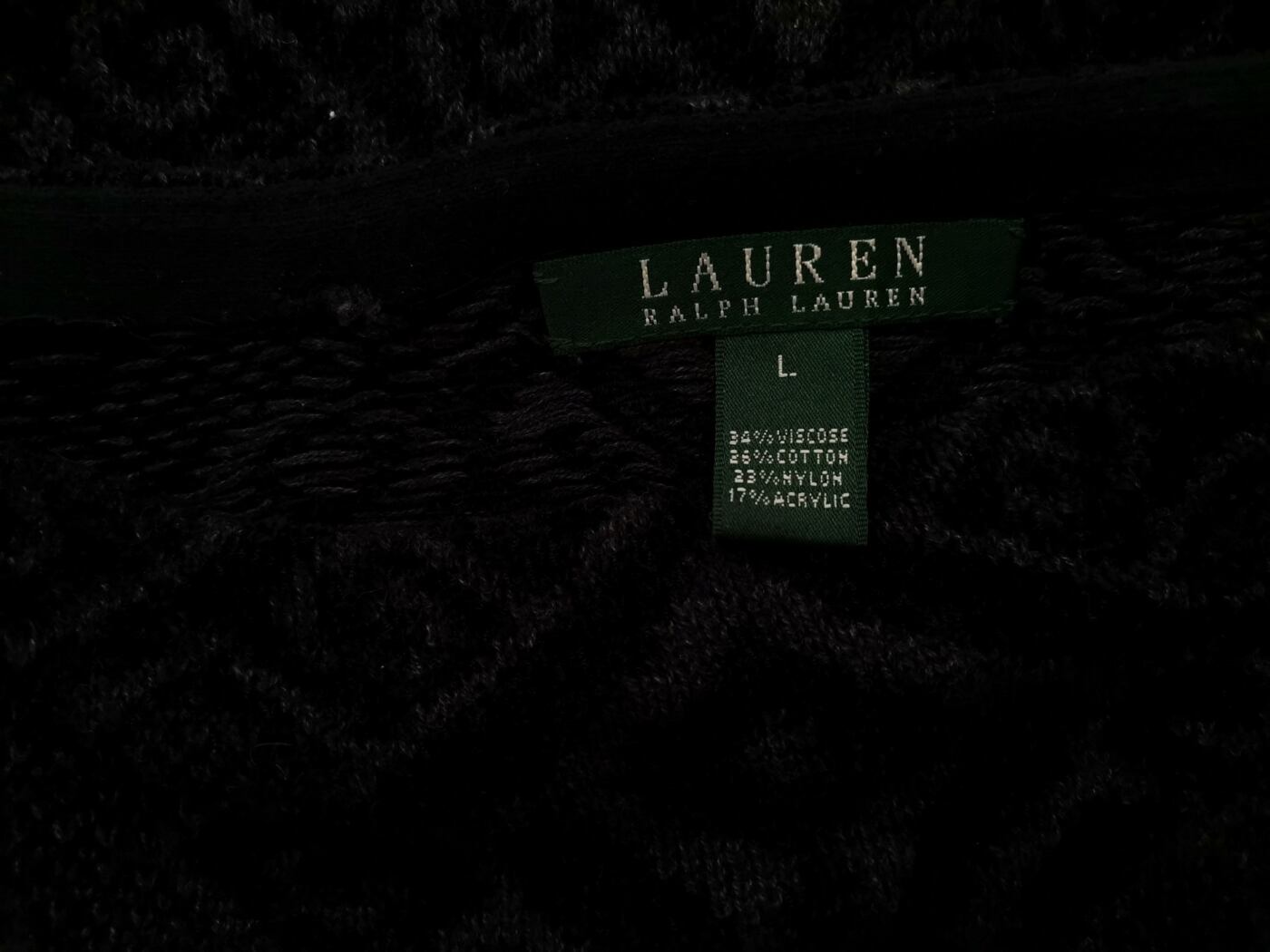 Lauren ralph lauren Rozmiar L Kolor Czarny W łódkę Sweter Długi rękaw Materiał Wiskoza Cienka dzianina