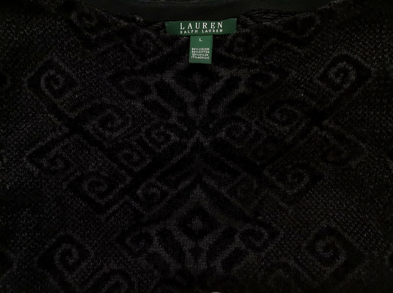 Lauren ralph lauren Rozmiar L Kolor Czarny W łódkę Sweter Długi rękaw Materiał Wiskoza Cienka dzianina