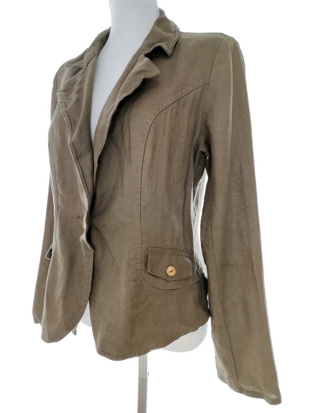 IMG_20210121_100031.jpg Rosebud Rozmiar 40 Kolor Khaki Kołnierz Żakiet z zapięciem Długi rękaw Materiał Len 100%