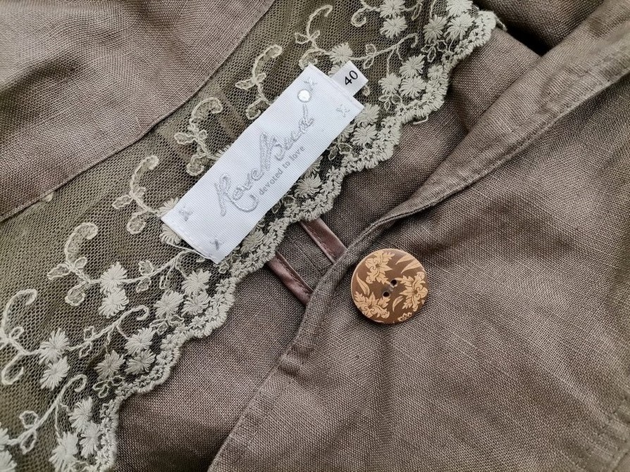 IMG_20210121_100316.jpg Rosebud Rozmiar 40 Kolor Khaki Kołnierz Żakiet z zapięciem Długi rękaw Materiał Len 100%