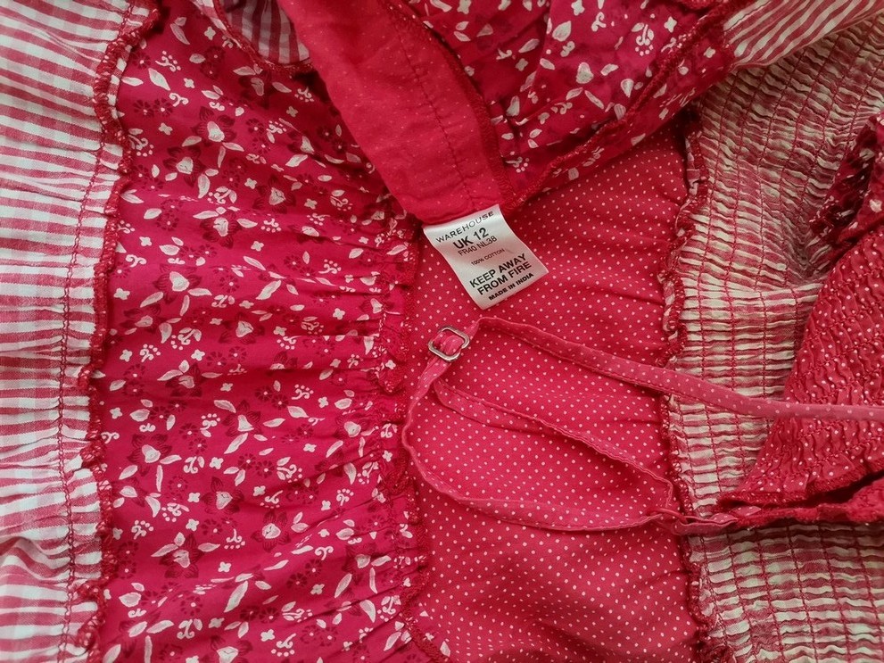 Warehouse Rozmiar 12 (40) Kolor Różowy Krata Odkryte Ramiona Sukienka Mini Bezrękawnik Krótka Materiał Bawełna 100%