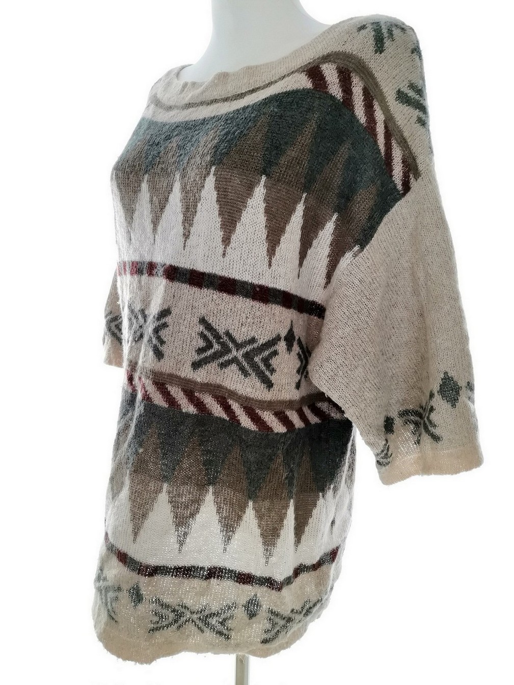 Kappahl Rozmiar M (40/42) Kolor Beżowy Fair Isle W łódkę Tunika Bluzka Dzianina Rękaw 3/4 Materiał Akryl Kappahl Rozmiar M (40/42) Kolor Beżowy Fair Isle W łódkę Tunika Bluzka Dzianina Rękaw 3/4 Materiał Akryl