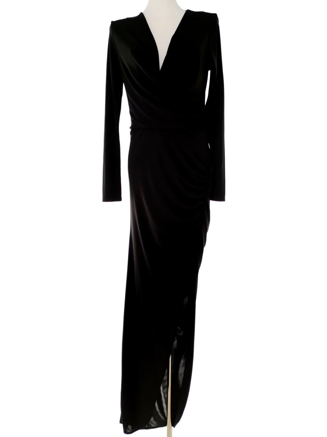 River island Rozmiar 12 (40) Kolor Czarny W serek Sukienka Maxi Długi rękaw Długa