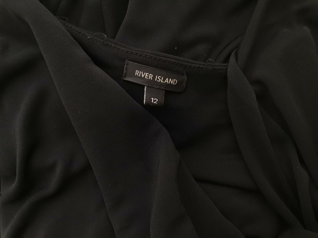 River island Rozmiar 12 (40) Kolor Czarny W serek Sukienka Maxi Długi rękaw Długa