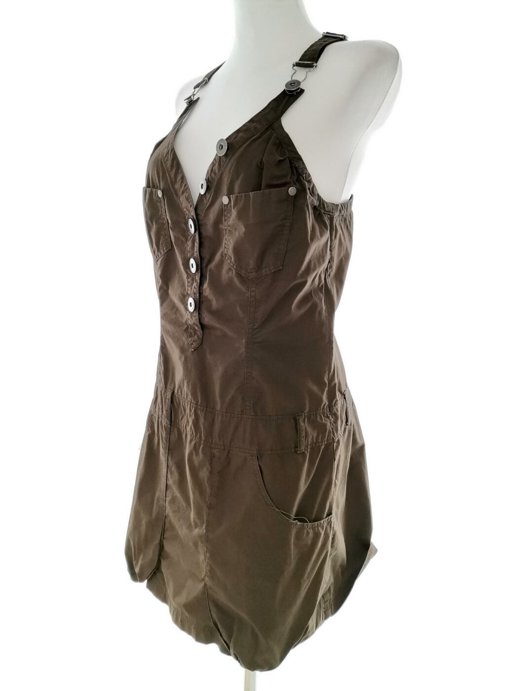 Peak performance Rozmiar M Kolor Khaki W serek Sukienka Mini Bezrękawnik Krótka Materiał Bawełna 100%
