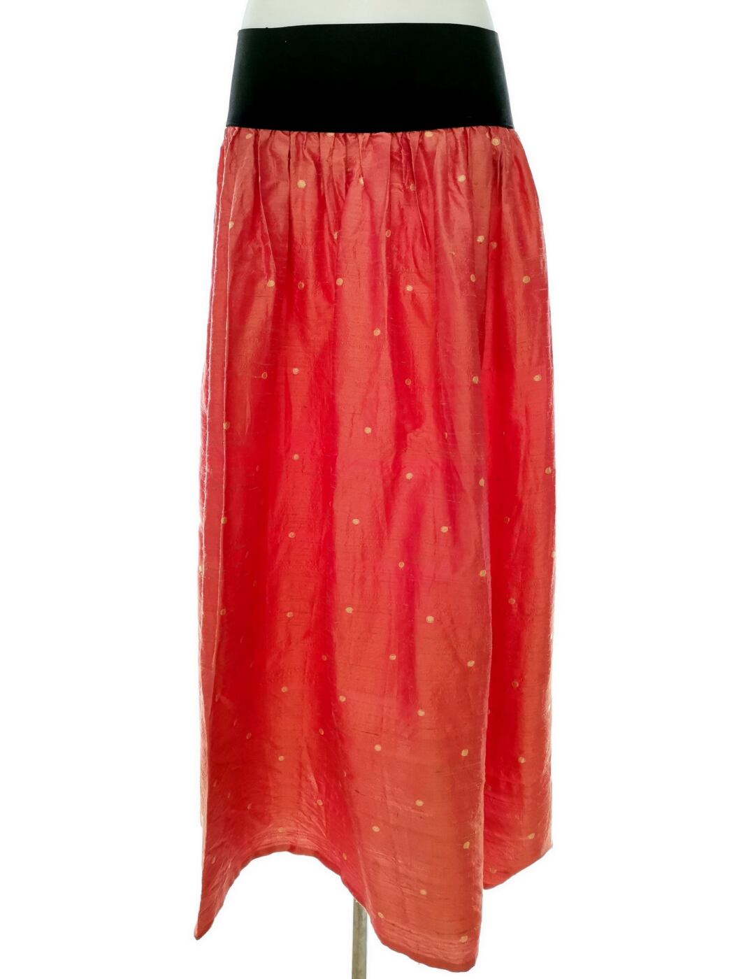 Vintage Rozmiar 36 Kolor Pomarańczowy Grochy Spódnica Maxi Długa