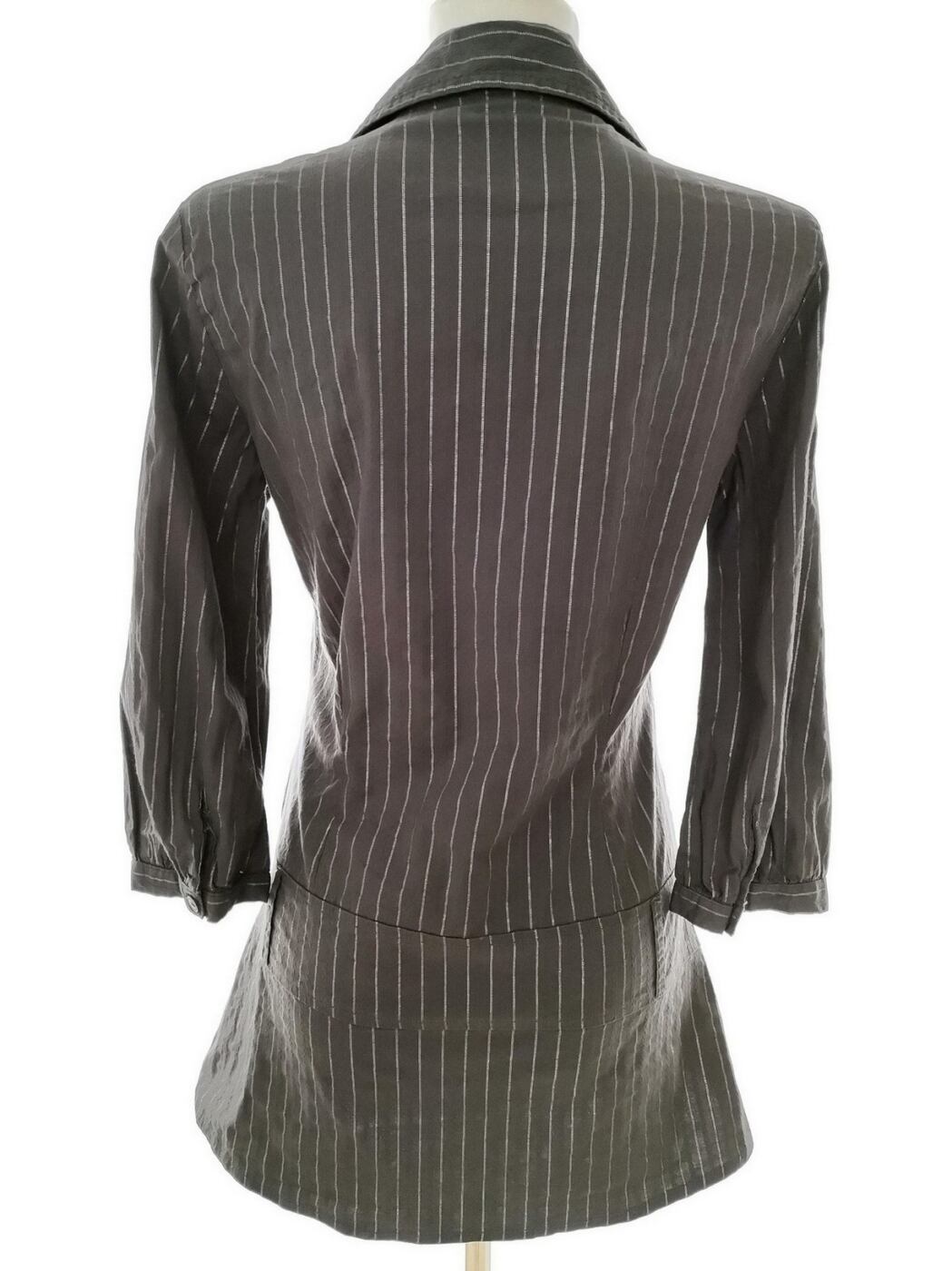 Vero moda Rozmiar M Kolor Szary Pasy Kołnierz Tunika Popover Bluzka Rękaw 3/4 Materiał Bawełna Vero moda Rozmiar M Kolor Szary Pasy Kołnierz Tunika Popover Bluzka Rękaw 3/4 Materiał Bawełna