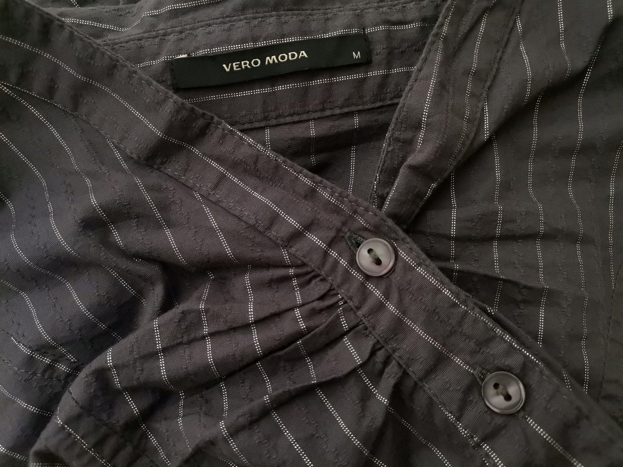 Vero moda Rozmiar M Kolor Szary Pasy Kołnierz Tunika Popover Bluzka Rękaw 3/4 Materiał Bawełna Vero moda Rozmiar M Kolor Szary Pasy Kołnierz Tunika Popover Bluzka Rękaw 3/4 Materiał Bawełna