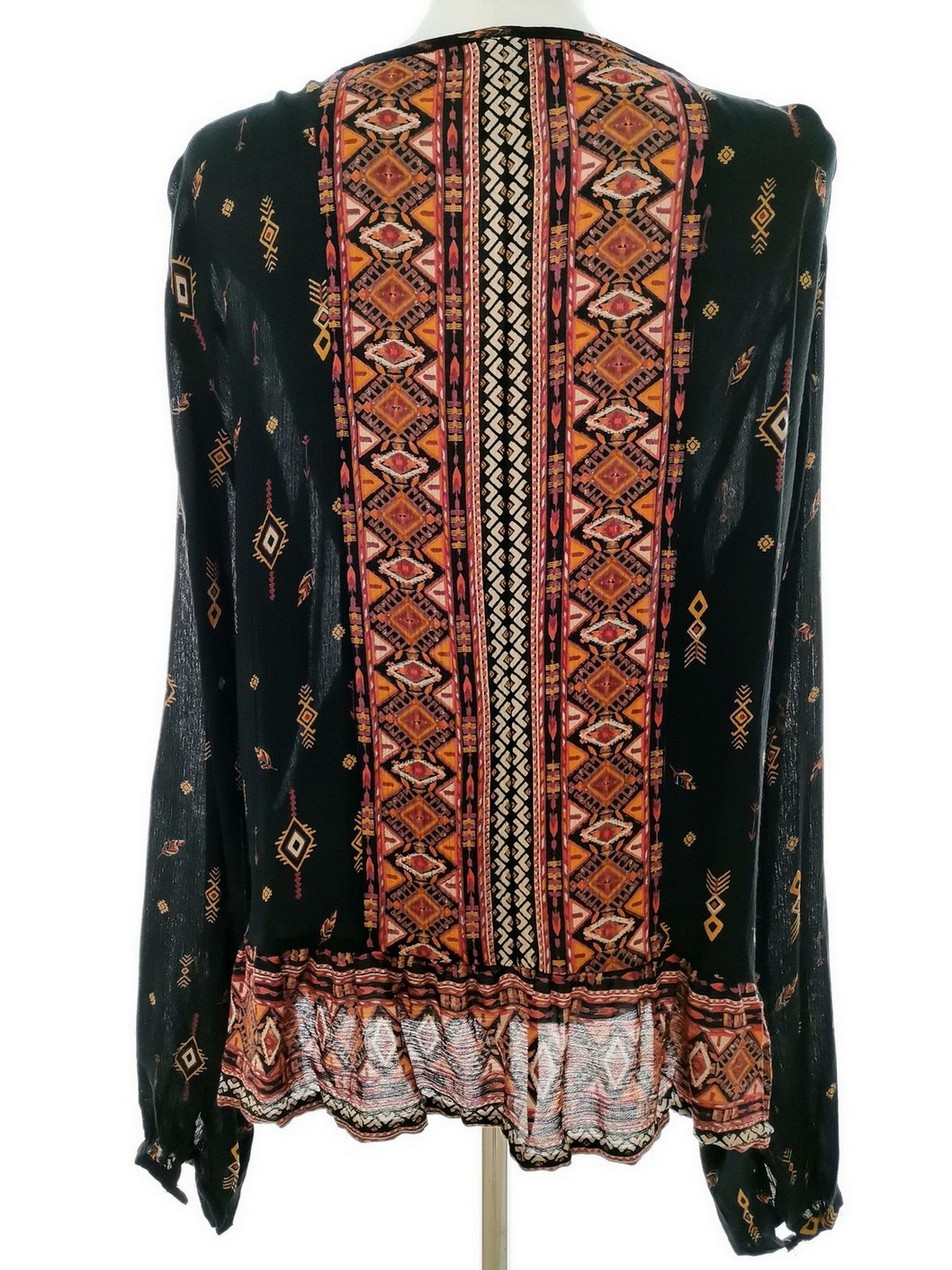 FB Sister Rozmiar L Kolor Czarny Damask Paisley W serek Bluzka Długi rękaw Materiał Wiskoza 100%