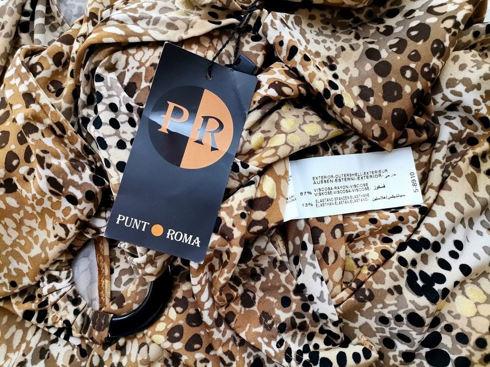 Punt roma Rozmiar 38 Kolor Brązowy W serek Sukienka Zawijana Rękaw 3/4 Krótka Materiał Wiskoza Punt roma Rozmiar 38 Kolor Brązowy W serek Sukienka Zawijana Rękaw 3/4 Krótka Materiał Wiskoza