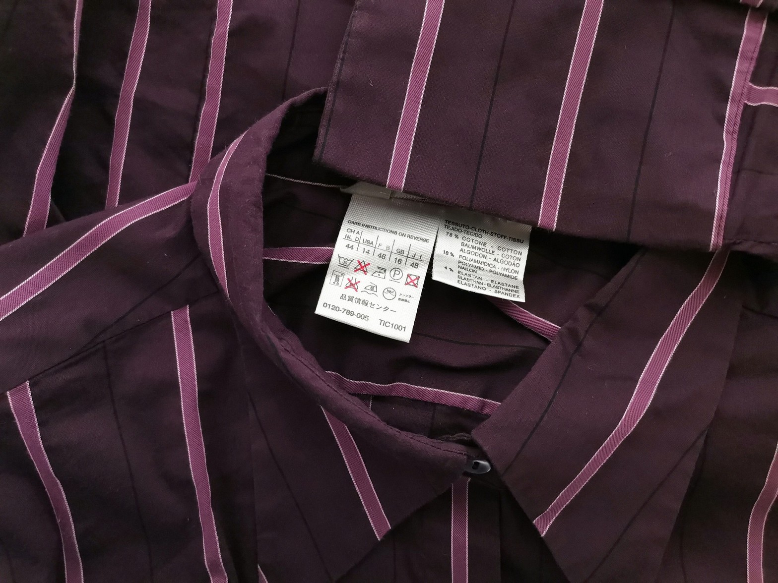 Maxmara Rozmiar 44 Kolor Purpurowy Pasy Kołnierz Koszula Zapinana Bluzka Długi rękaw Materiał Bawełna