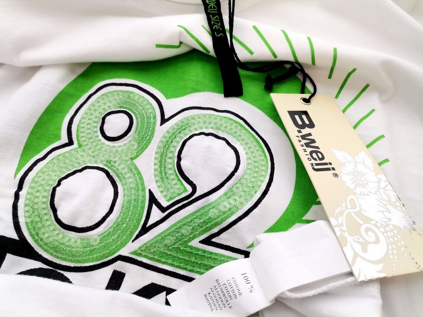 IMG_20210126_114547.jpg B.WEIJ Rozmiar S Kolor Biały Crew Neck T-Shirt Krótki rękaw Materiał Bawełna 100%