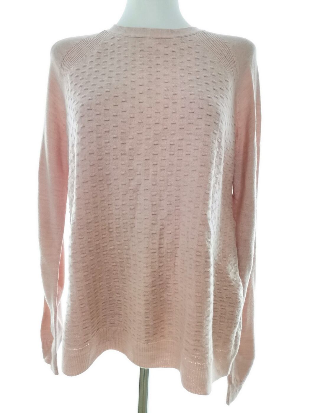 Rozmiar 14 (42) Kolor Pudrowy Róż Crew Neck Sweter Długi rękaw Materiał Akryl 100% Cienka dzianina