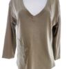 Vintage Rozmiar 44 Kolor Khaki W serek Bluzka Rękaw 3/4