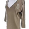 Vintage Rozmiar 44 Kolor Khaki W serek Bluzka Rękaw 3/4