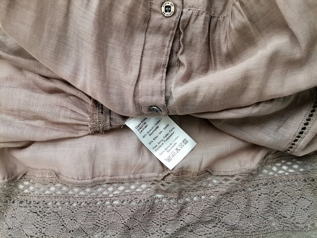 CLAIRE DK Rozmiar 42 Kolor Brązowy Okrągły dekolt Sukienka Prostokątna Rękaw 3/4 Midi Materiał Bawełna CLAIRE DK Rozmiar 42 Kolor Brązowy Okrągły dekolt Sukienka Prostokątna Rękaw 3/4 Midi Materiał Bawełna