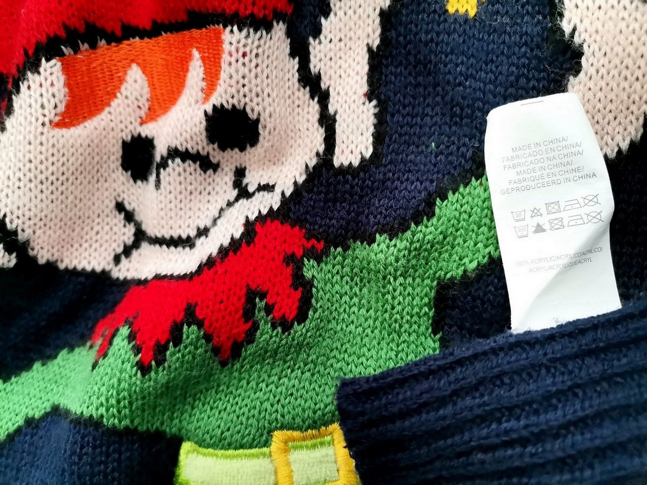 IMG_20210127_123736.jpg Merry Christmas Rozmiar XS Kolor Granatowy Crew Neck Sweter Świąteczny Gwiazdka Długi rękaw Materiał Akryl 100% Cienka dzianina
