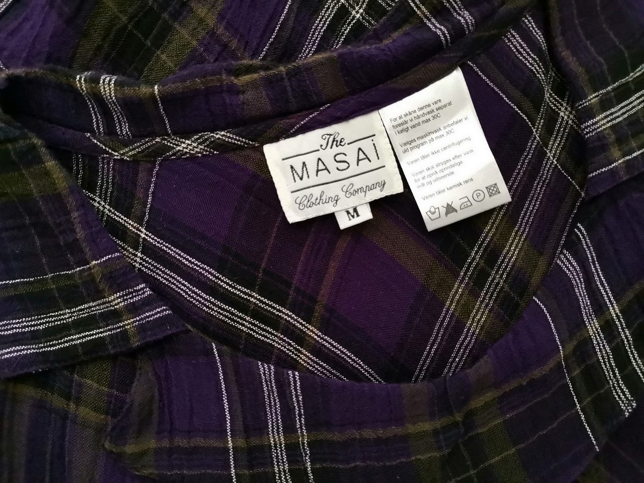 The Masai Rozmiar M Kolor Fioletowy Krata Kołnierz Tunika Bluzka Krótki rękaw Materiał Wiskoza The Masai Rozmiar M Kolor Fioletowy Krata Kołnierz Tunika Bluzka Krótki rękaw Materiał Wiskoza