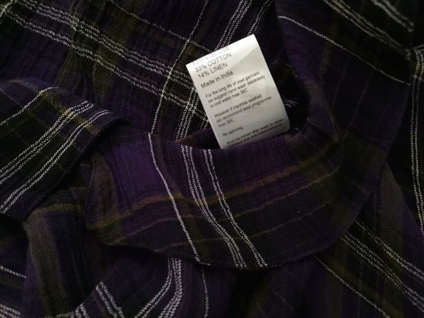 The Masai Rozmiar M Kolor Fioletowy Krata Kołnierz Tunika Bluzka Krótki rękaw Materiał Wiskoza The Masai Rozmiar M Kolor Fioletowy Krata Kołnierz Tunika Bluzka Krótki rękaw Materiał Wiskoza