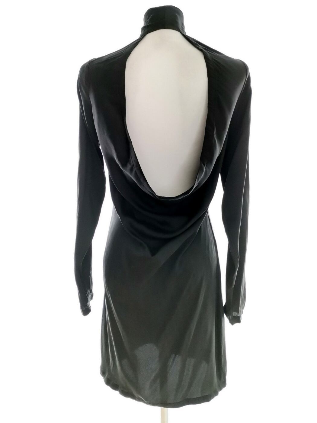 Margit brandt Rozmiar XS Kolor Czarny Halter Sukienka Prostokątna Długi rękaw Do Kolan Materiał Jedwab Margit brandt Rozmiar XS Kolor Czarny Halter Sukienka Prostokątna Długi rękaw Do Kolan Materiał Jedwab