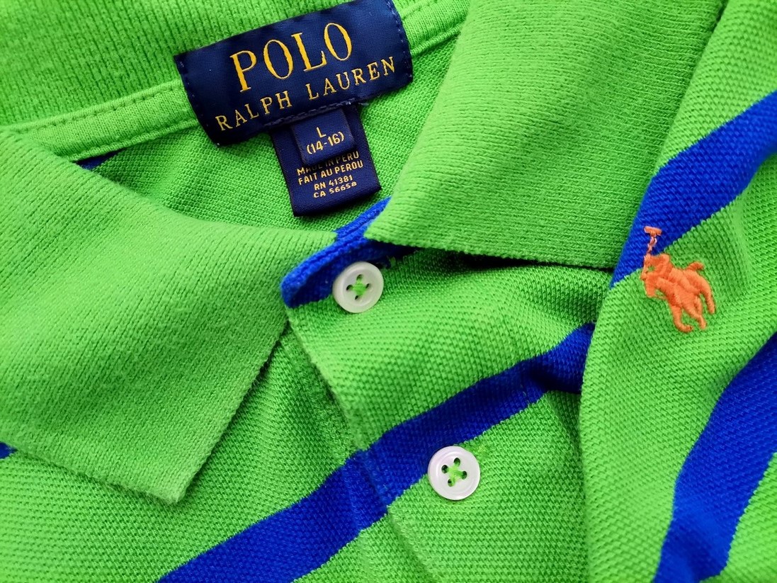 IMG_20210127_125808.jpg Ralph Lauren Rozmiar L Kolor Zielony Pasy Kołnierz Koszulka Polo Krótki rękaw Materiał Bawełna 100%