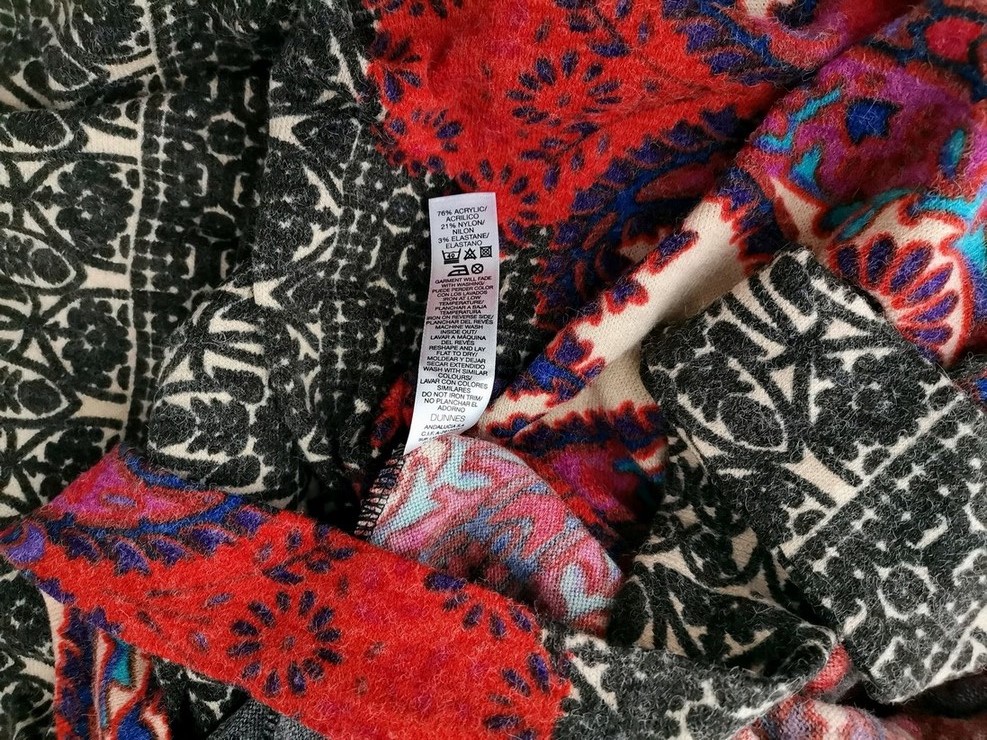 Dunnes Rozmiar 14 (42) Kolor Kolorowa W serek Sukienka Sweterkowa Długi rękaw Do Kolan Materiał Akryl Dunnes Rozmiar 14 (42) Kolor Kolorowa W serek Sukienka Sweterkowa Długi rękaw Do Kolan Materiał Akryl
